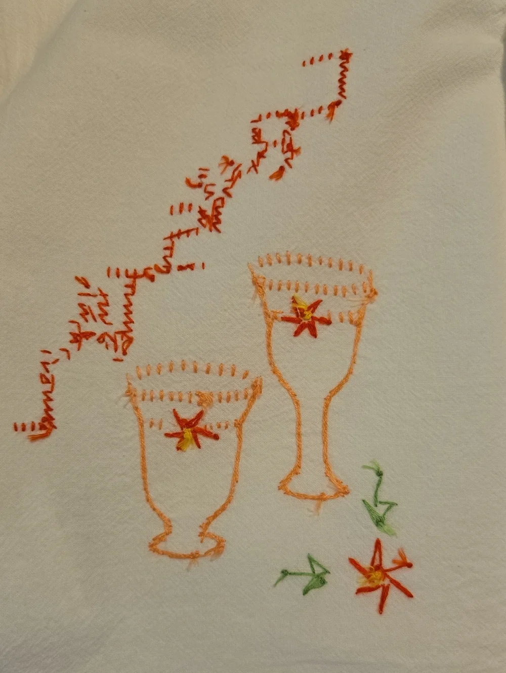 Vintage Embroidered Cotton Tea Dish Cloths Lot Of 6 Large 32 x 34.5 Inches